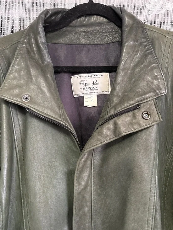 Vintage the Old Mill green buttery soft leather jacket - Picture 3 of 7